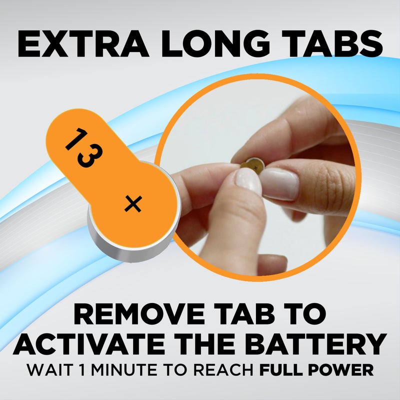 PowerMax بطاريات سماعات الأذن Powermax حجم 13، 120 عدداً، عبوة بطارية طويلة الأمد، شريط برتقالي طويل لتسهيل التغيير - Image 4